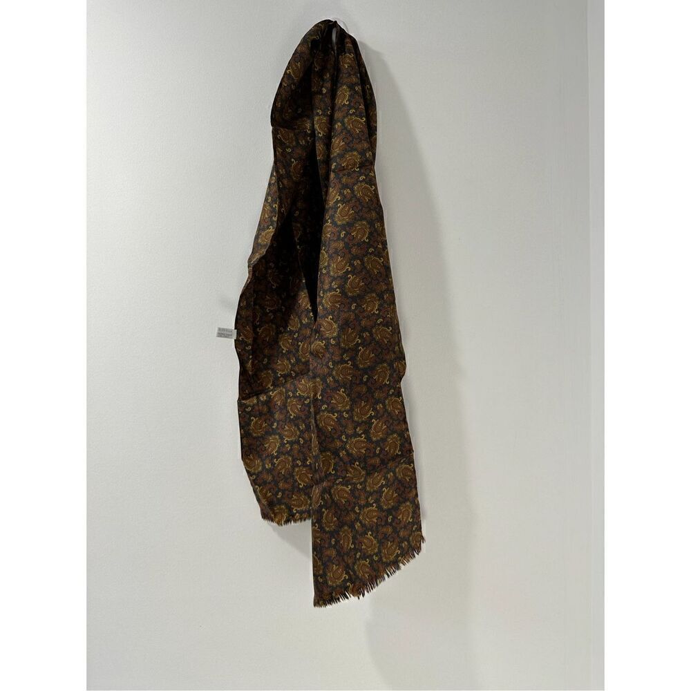 Symphony Scarf 100% Italian silk brown burgundy paisley print 53” x 9”. #33-1261